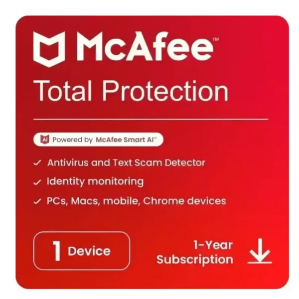BAK-554599 (1) Mcafee Total Protection 1 User – 1 Year