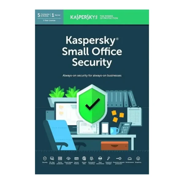 BAK-554633 (1) (1) Kaspersky Small Office Security – 5 Users – 5 mobile devices- 1 Server